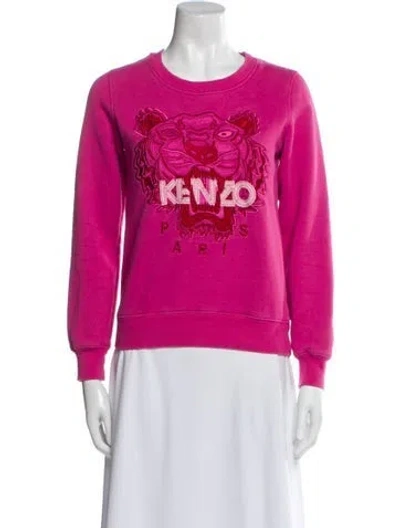 Pre-owned Kenzo Graphic Print Crew Neck Sweatshirt In Pink