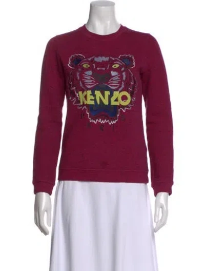 Pre-owned Kenzo Graphic Print Crew Neck Sweatshirt In Pink