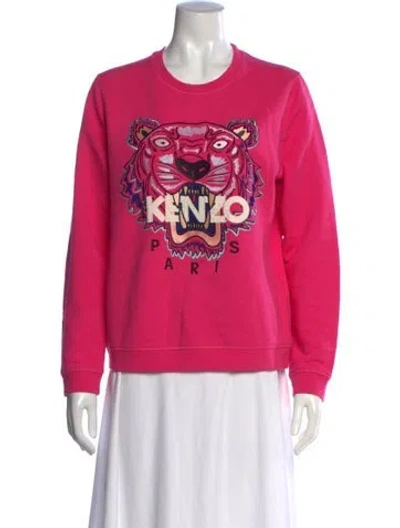 Pre-owned Kenzo Graphic Print Crew Neck Sweatshirt In Pink