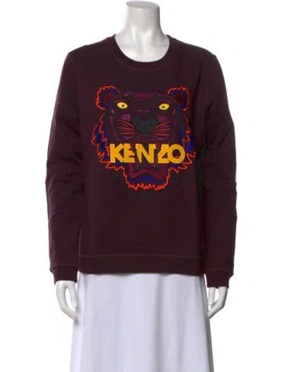Pre-owned Kenzo Graphic Print Crew Neck Sweatshirt In Purple