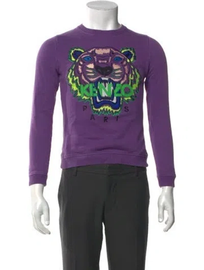 Pre-owned Kenzo Graphic Print Crew Neck Sweatshirt In Purple