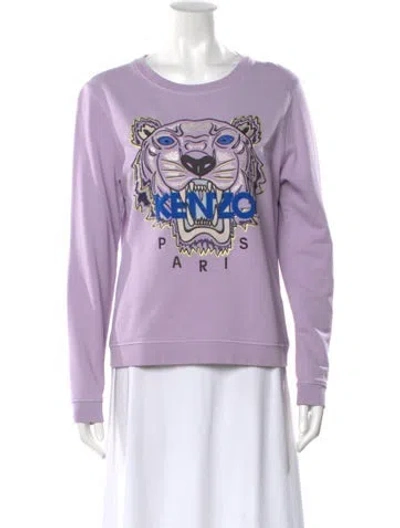 Pre-owned Kenzo Graphic Print Crew Neck Sweatshirt In Purple