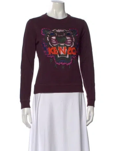 Pre-owned Kenzo Graphic Print Crew Neck Sweatshirt In Purple
