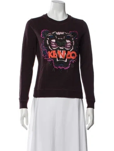 Pre-owned Kenzo Graphic Print Crew Neck Sweatshirt In Purple