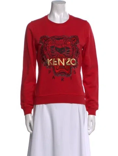 Pre-owned Kenzo Graphic Print Crew Neck Sweatshirt In Red