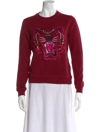 Pre-owned Kenzo Graphic Print Crew Neck Sweatshirt In Red