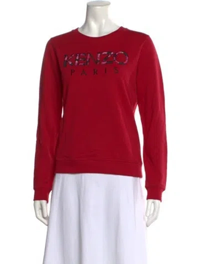 Pre-owned Kenzo Graphic Print Crew Neck Sweatshirt In Red