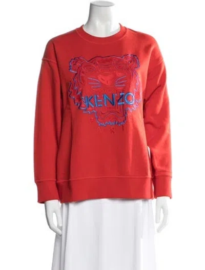 Pre-owned Kenzo Graphic Print Crew Neck Sweatshirt In Red