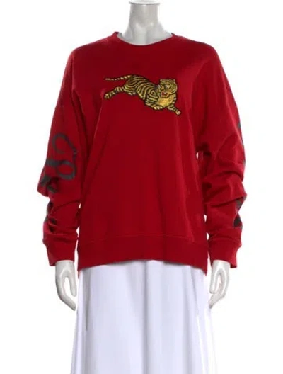 Pre-owned Kenzo Graphic Print Crew Neck Sweatshirt In Red