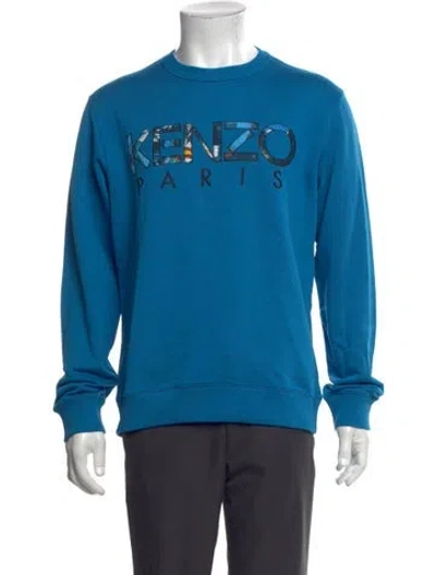 Pre-owned Kenzo Graphic Print Crew Neck Sweatshirt W/ Tags In Blue