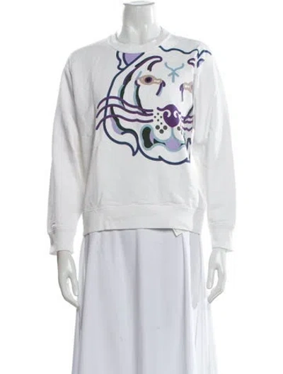 Pre-owned Kenzo Graphic Print Crew Neck Sweatshirt In White