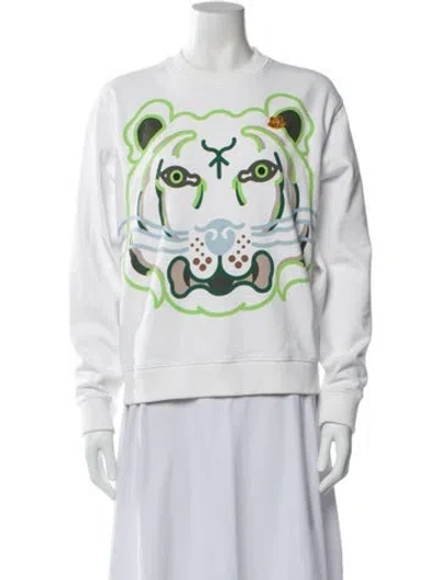 Pre-owned Kenzo Graphic Print Crew Neck Sweatshirt In White