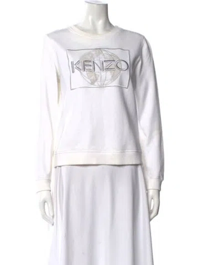 Pre-owned Kenzo Graphic Print Crew Neck Sweatshirt In White