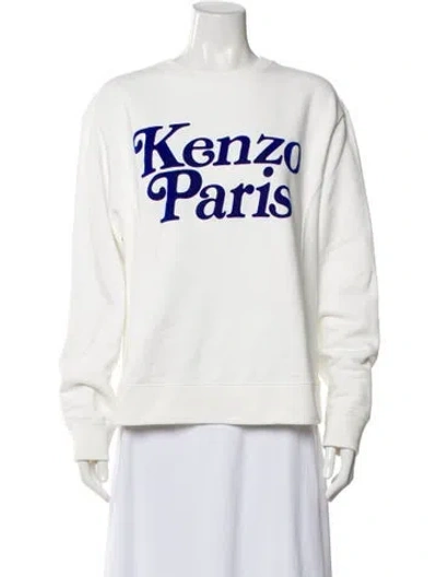 Pre-owned Kenzo Graphic Print Crew Neck Sweatshirt In White