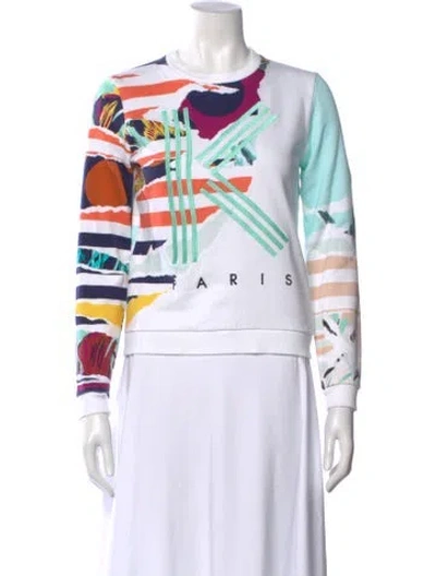 Pre-owned Kenzo Graphic Print Crew Neck Sweatshirt In White