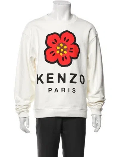 Pre-owned Kenzo Graphic Print Crew Neck Sweatshirt In White