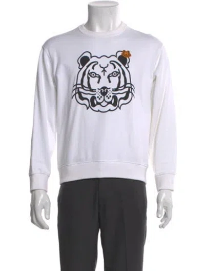 Pre-owned Kenzo Graphic Print Crew Neck Sweatshirt In White