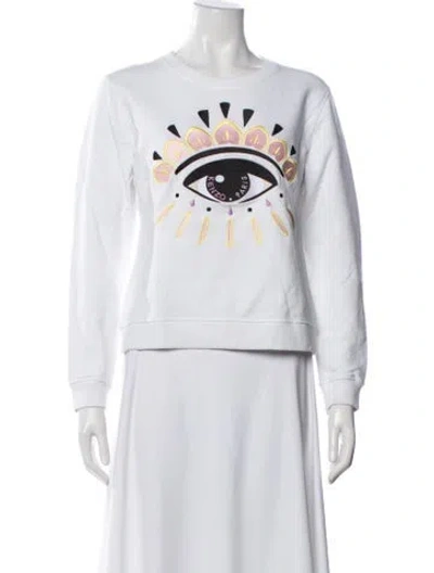 Pre-owned Kenzo Graphic Print Crew Neck Sweatshirt In White
