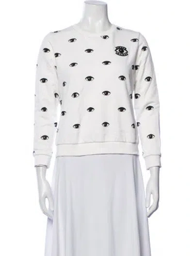 Pre-owned Kenzo Graphic Print Crew Neck Sweatshirt In White