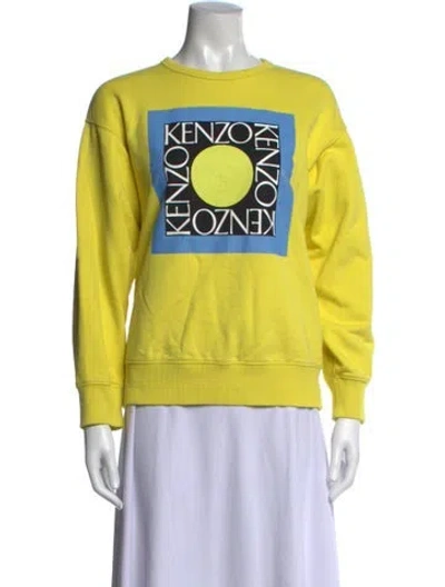 Pre-owned Kenzo Graphic Print Crew Neck Sweatshirt In Yellow
