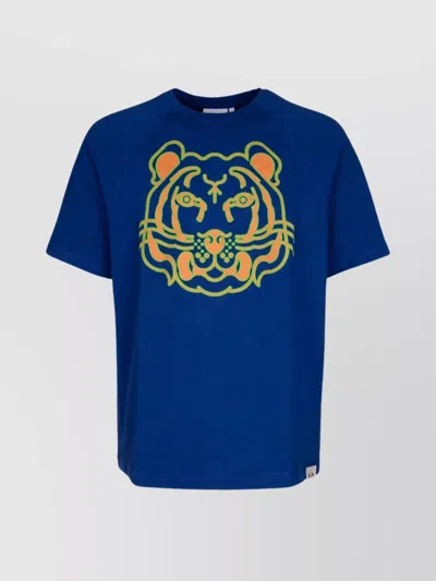 Kenzo Graphic Print Crew Neck T-shirt In Blue