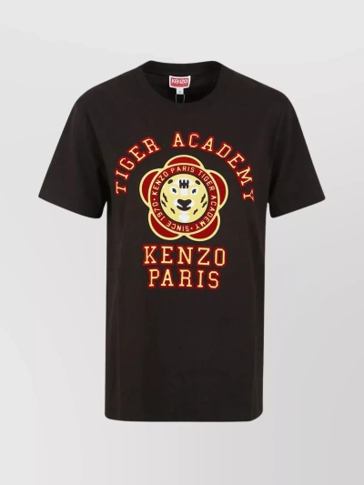 Kenzo Graphic Print Crew Neck T-shirt In Brown