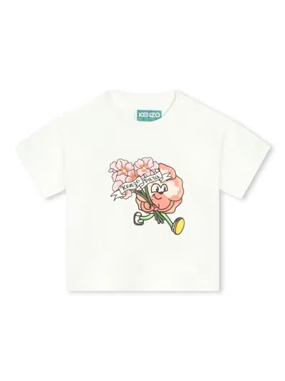 Kenzo Babies' Graphic-print Crew-neck T-shirt In White