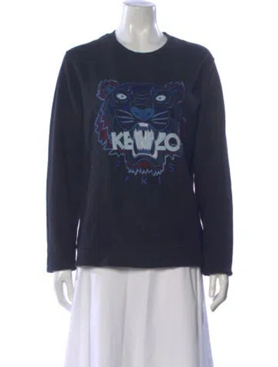 Pre-owned Kenzo Graphic Print Crew Neck Top In Black