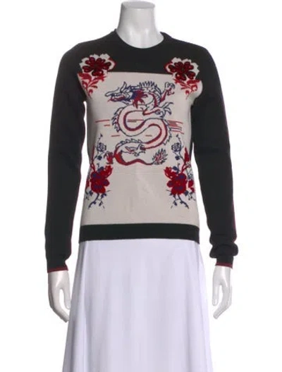 Pre-owned Kenzo Graphic Print Crew Neck Top In Black