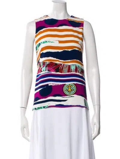 Pre-owned Kenzo Graphic Print Crew Neck Top In White