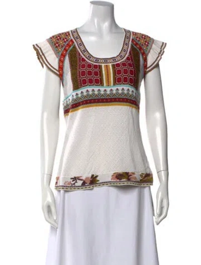 Pre-owned Kenzo Graphic Print Crew Neck Top In White