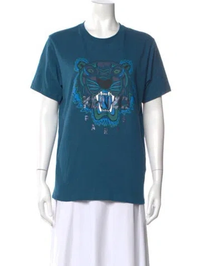 Pre-owned Kenzo Graphic Print Crew Neck T-shirt In Blue