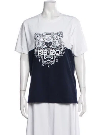Pre-owned Kenzo Graphic Print Crew Neck T-shirt In Blue