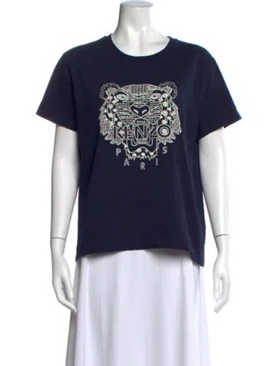 Pre-owned Kenzo Graphic Print Crew Neck T-shirt In Blue