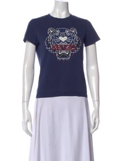 Pre-owned Kenzo Graphic Print Crew Neck T-shirt In Blue