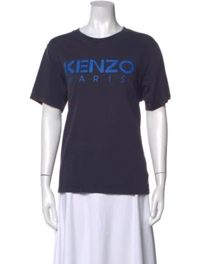 Pre-owned Kenzo Graphic Print Crew Neck T-shirt In Blue