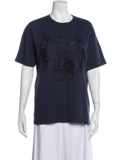 Pre-owned Kenzo Graphic Print Crew Neck T-shirt In Blue