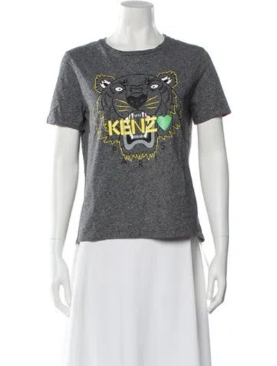Pre-owned Kenzo Graphic Print Crew Neck T-shirt In Gray