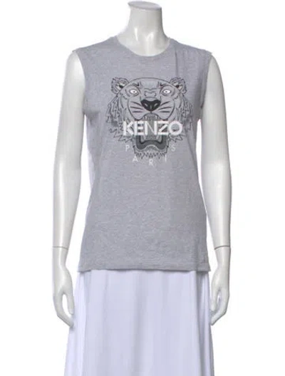Pre-owned Kenzo Graphic Print Crew Neck T-shirt In Gray