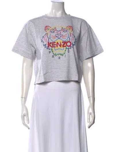 Pre-owned Kenzo Graphic Print Crew Neck T-shirt In Gray