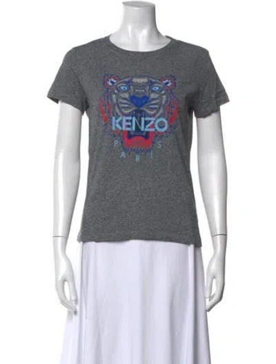 Pre-owned Kenzo Graphic Print Crew Neck T-shirt In Gray