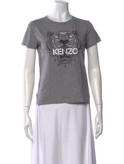 Pre-owned Kenzo Graphic Print Crew Neck T-shirt In Grey