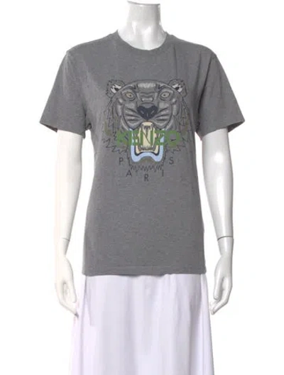 Pre-owned Kenzo Graphic Print Crew Neck T-shirt In Grey