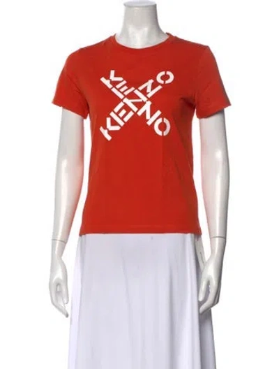 Pre-owned Kenzo Graphic Print Crew Neck T-shirt In Orange