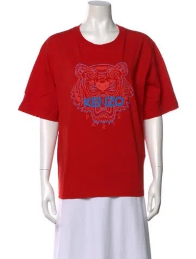 Pre-owned Kenzo Graphic Print Crew Neck T-shirt In Red