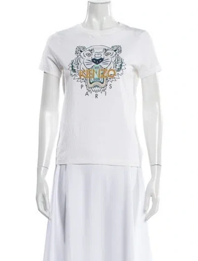 Pre-owned Kenzo Graphic Print Crew Neck T-shirt In White