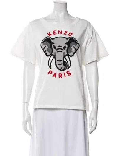 Pre-owned Kenzo Graphic Print Crew Neck T-shirt In White