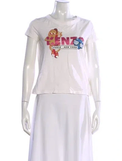Pre-owned Kenzo Graphic Print Crew Neck T-shirt In White