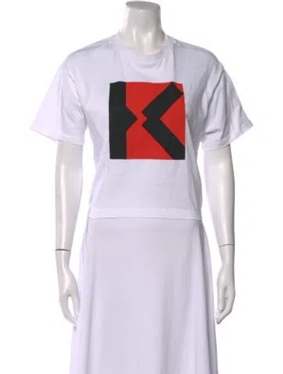 Pre-owned Kenzo Graphic Print Crew Neck T-shirt In White