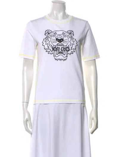 Pre-owned Kenzo Graphic Print Crew Neck T-shirt In White